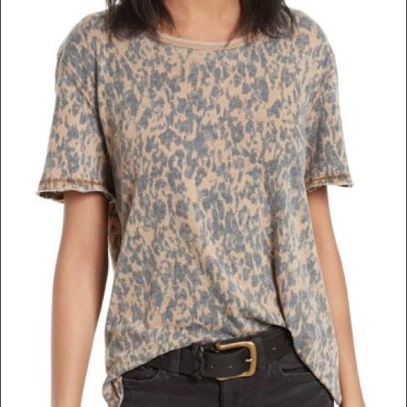 Free People Tops - Free People XS Leopard Print Camo Oversized Tee
